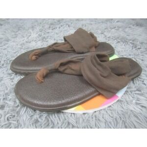 Sanuk Sandals Womens Size 11 Brown Yoga Sling Thong Wrap Strap Comfort Flat